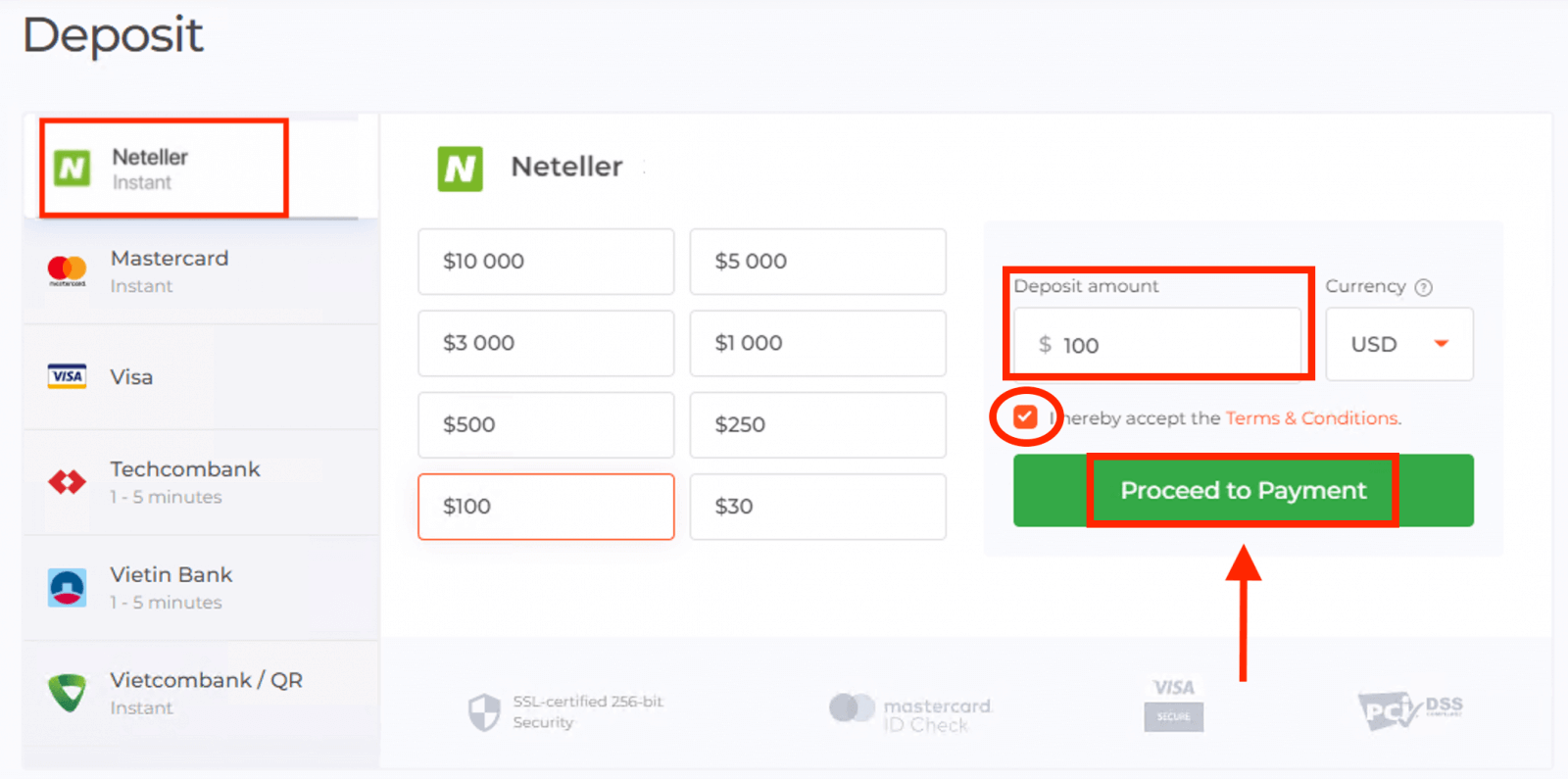 ฝากเงินบน IQ Option เวียดนาม: Visa/Mastercard, Internet Banking และ E-wallets