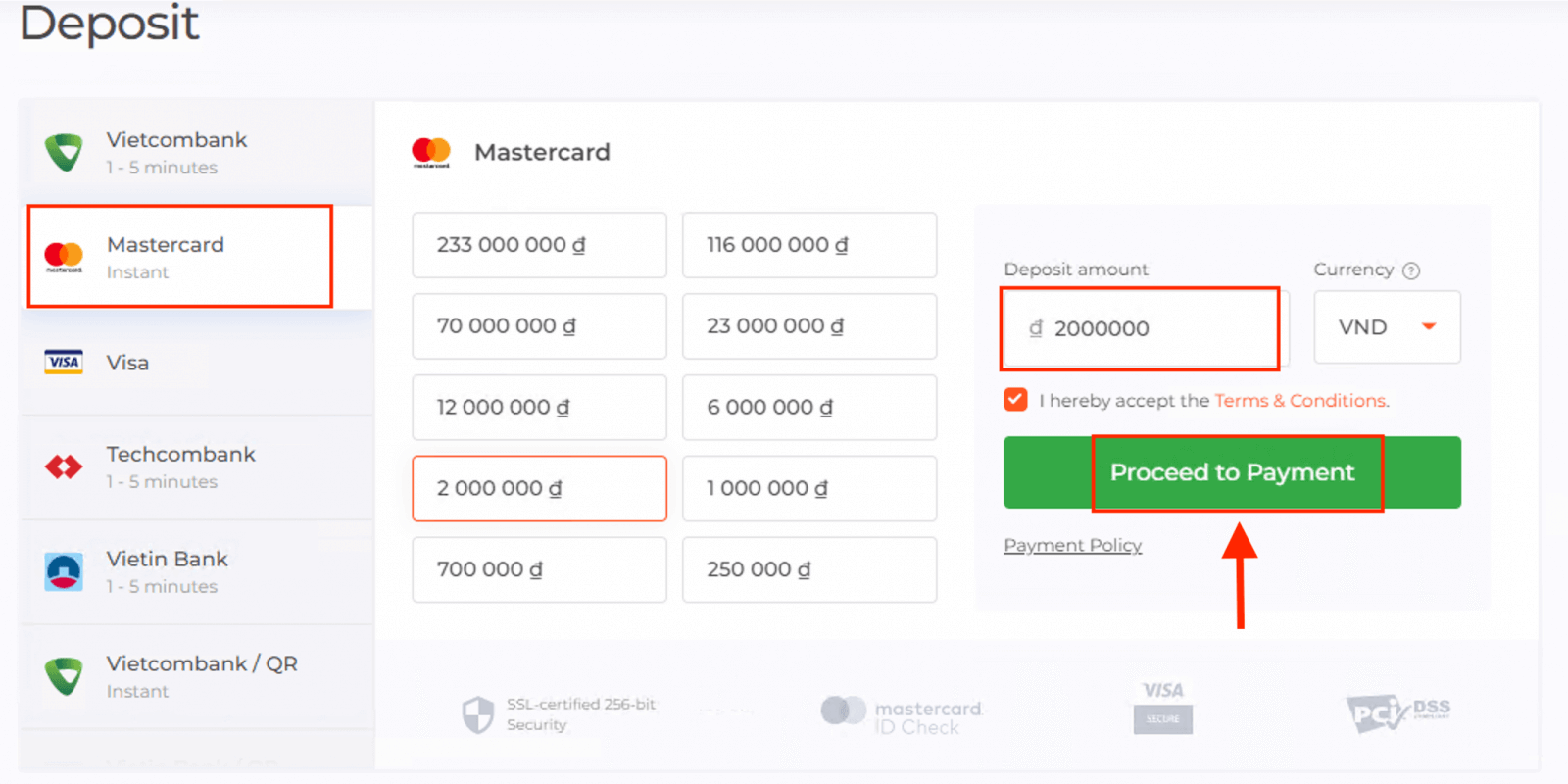 ฝากเงินบน IQ Option เวียดนาม: Visa/Mastercard, Internet Banking และ E-wallets