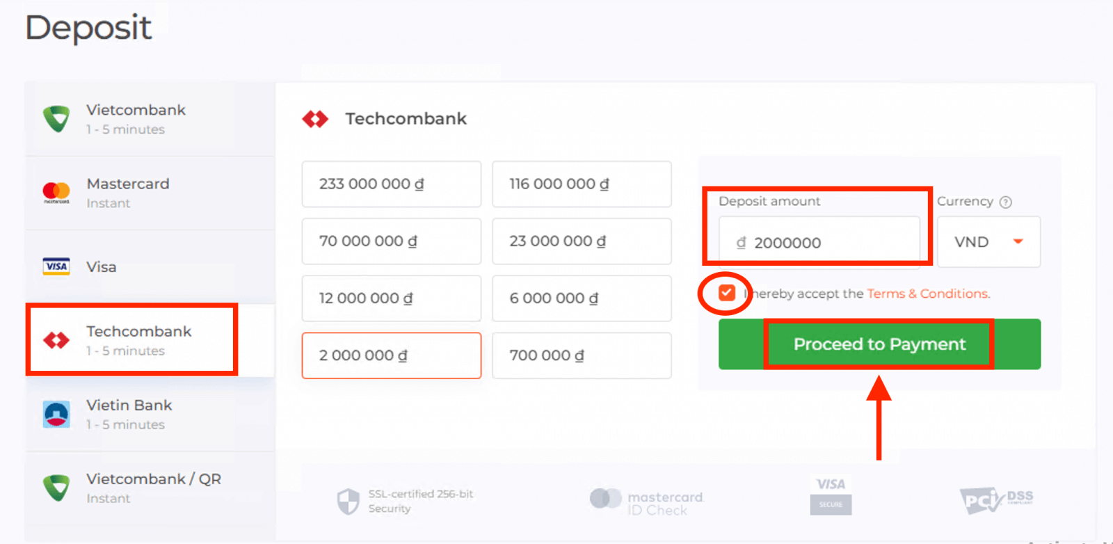 Polog na IQ Option Vietnam: Visa/Mastercard, internetno bančništvo in e-denarnice