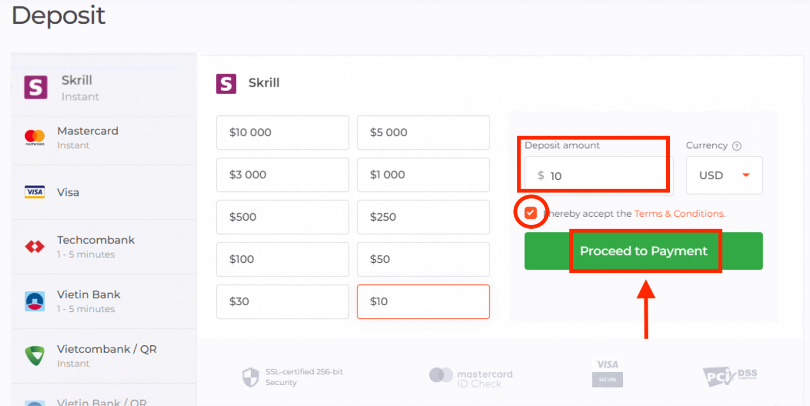 IQ Option Depozit prek Skrilla: koraki, omejitve in časi obdelave